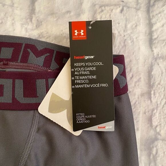Under armour New youth L heatgear fitted pull on leggings grey & purple - Picture 4 of 7